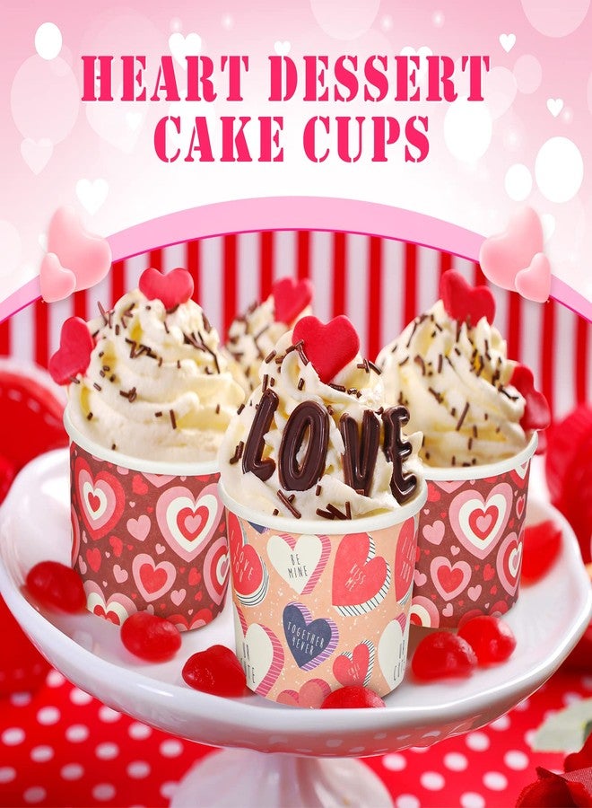 Remerry 100 Pcs 8 oz Valentines Day Snack Cups Heart Party Paper Cup Valentines Day Bowls Valentines Heart Disposable Paper Dessert Ice Cream Bowl for Treats Cupcakes Party Favor Supplies Decor - Image 5